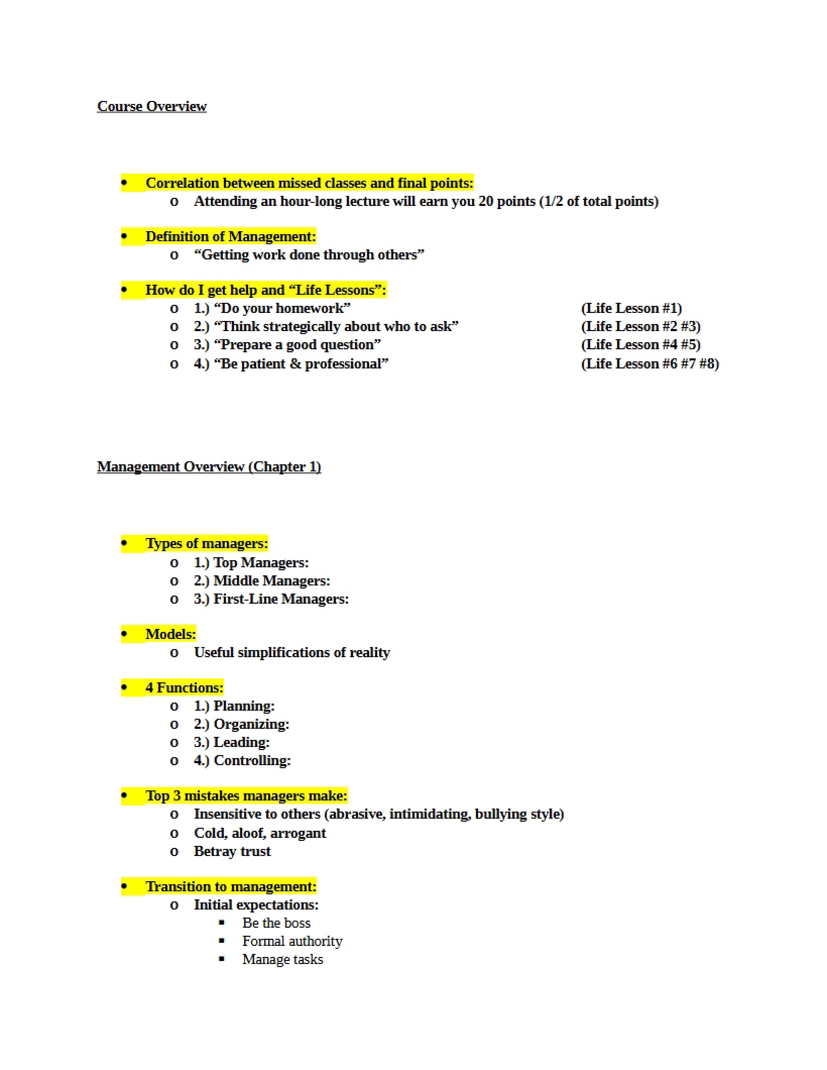 Study Guide for Management Final