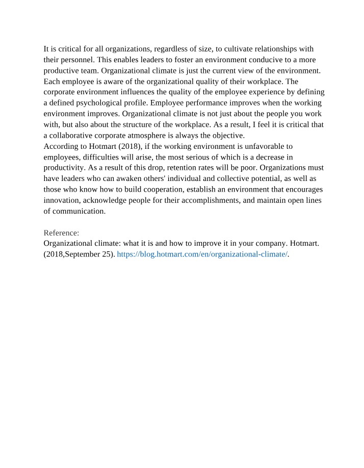 Notes on Organizational Climate