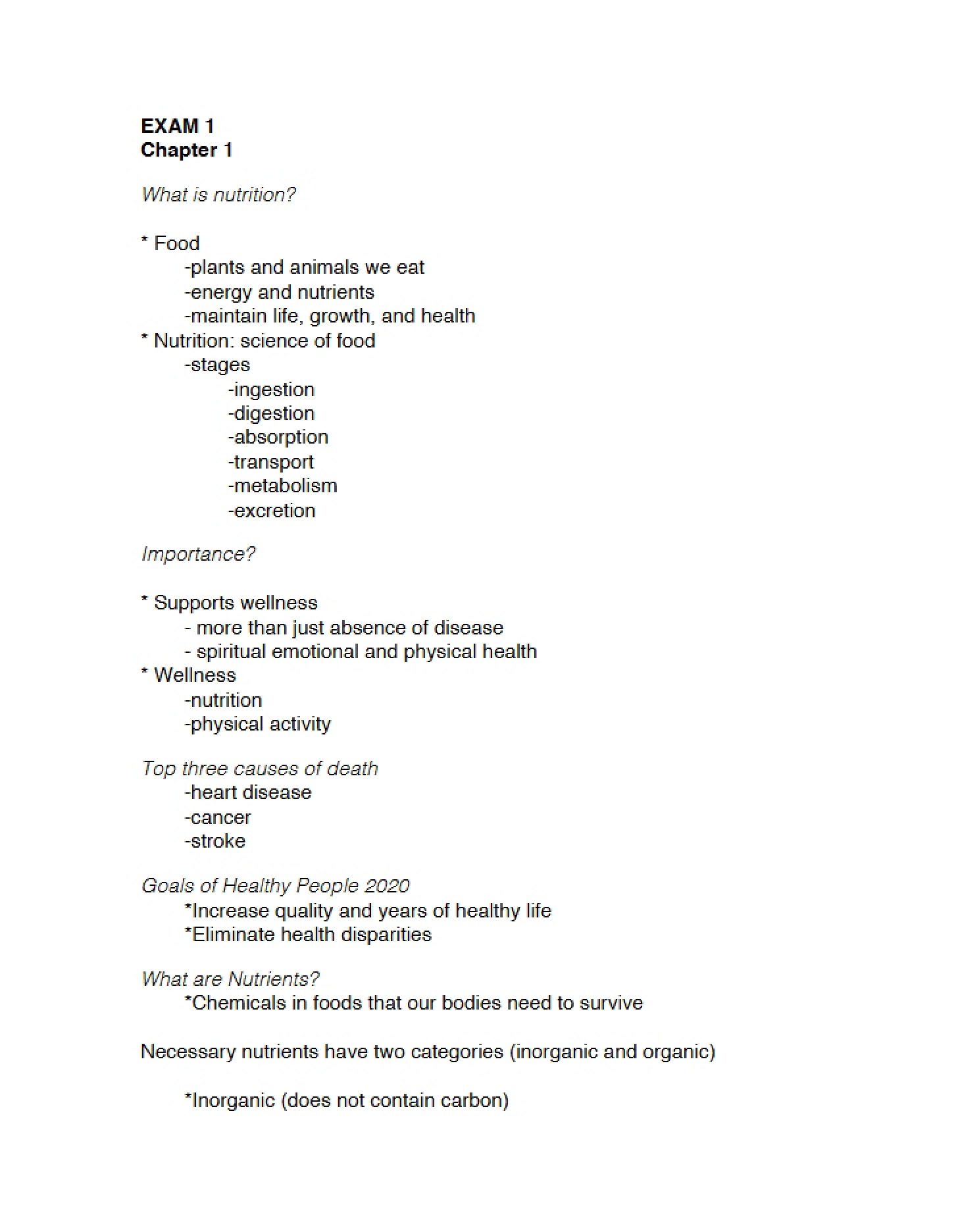 Initial Course Examination