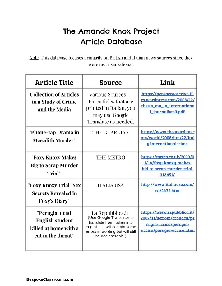Crime and Media - Amanda Knox Project