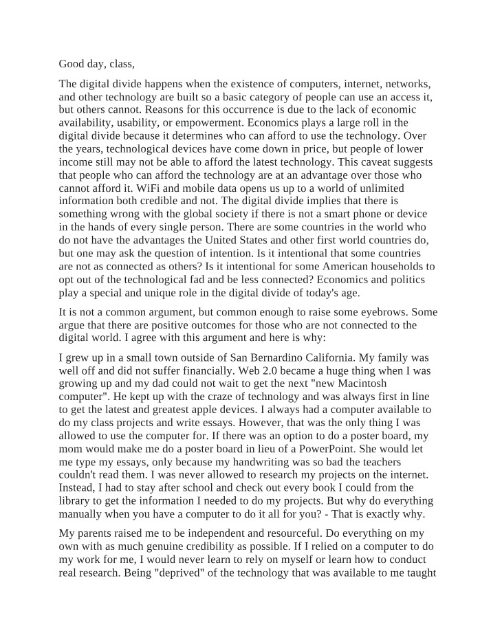 Impact of the Digital Divide and Economic Disparities