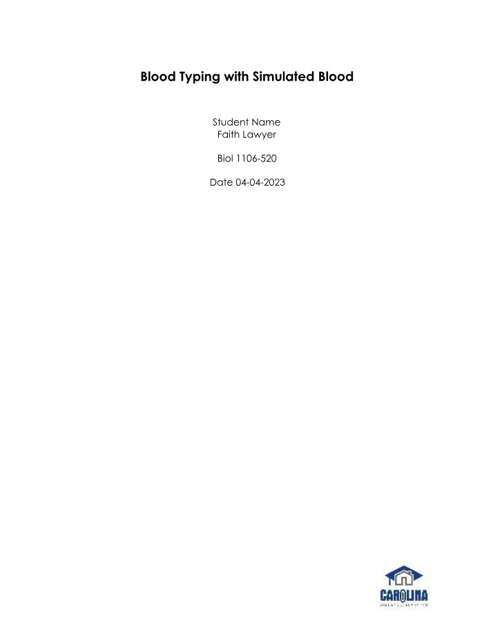 Simulated Blood Typing Lab