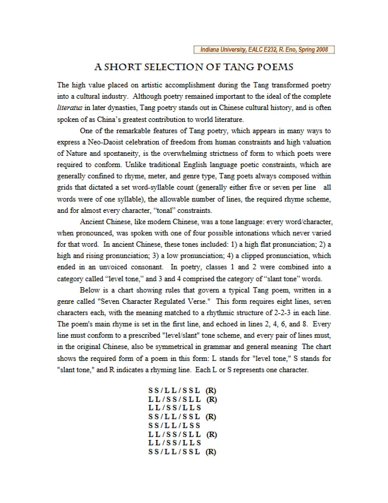 Selected Tang Dynasty Poems
