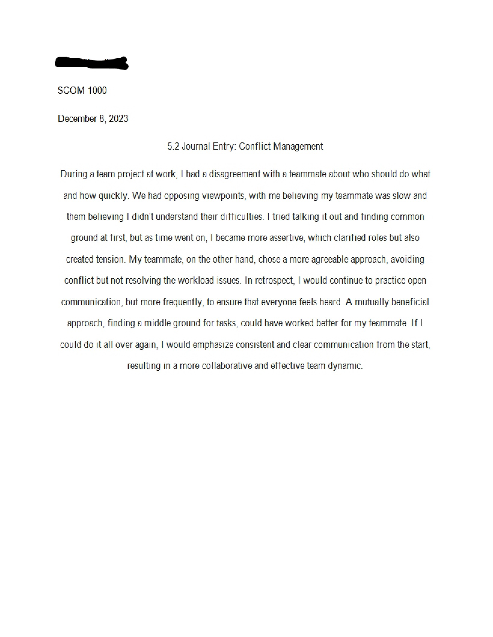 Journal on Managing Conflict