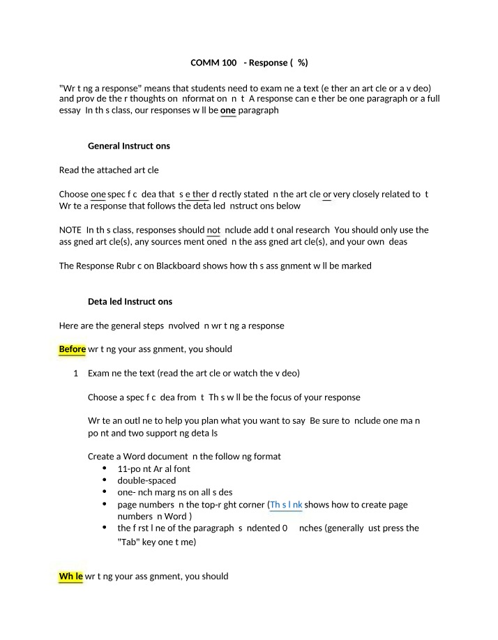 Guidelines and Instructions for Crafting Effective Responses