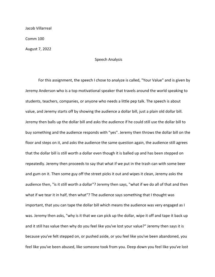Speech Analysis - Insights on Discovering Your Value