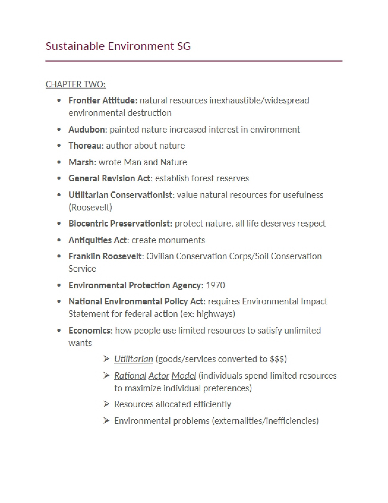 Examination of a Sustainable Environment