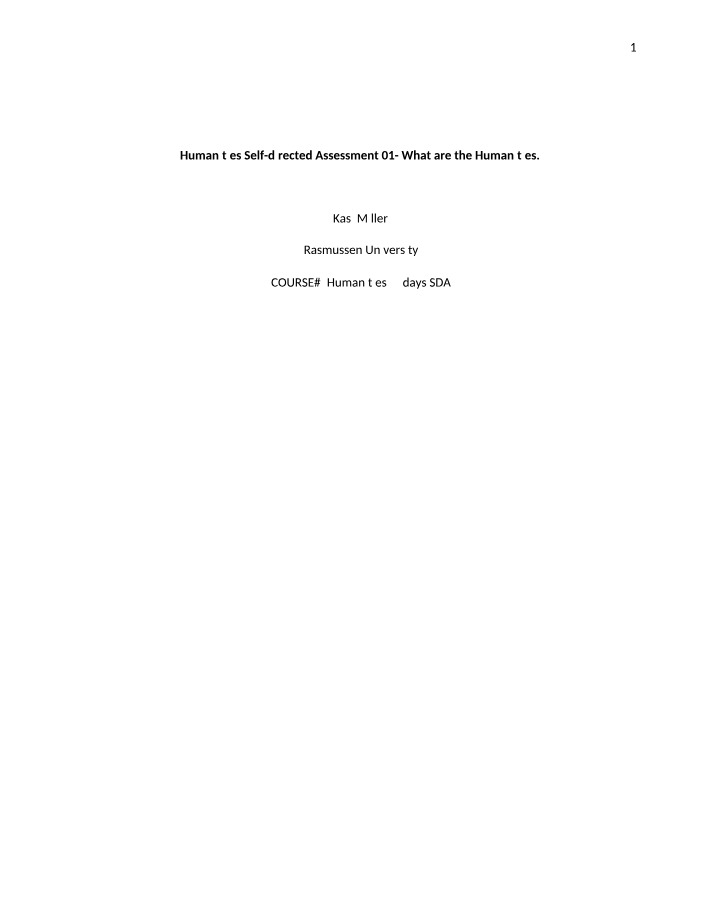 Self-Directed Assessment 01 - What are the Humanities