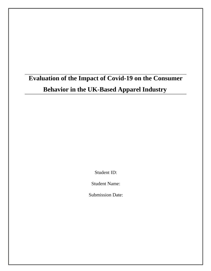COVID-19 Impact on Consumer Behavior in the UK