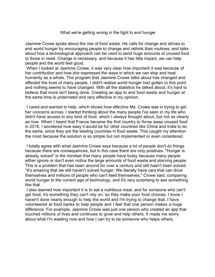 Changing Perspectives - The Fight Against Hunger
