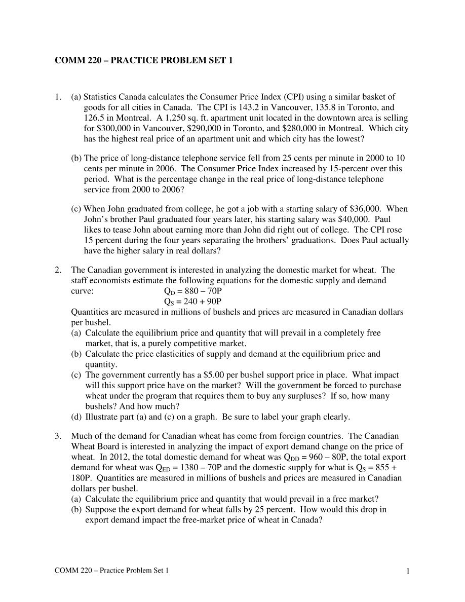 Practice Problem Set 1 - COMM 220