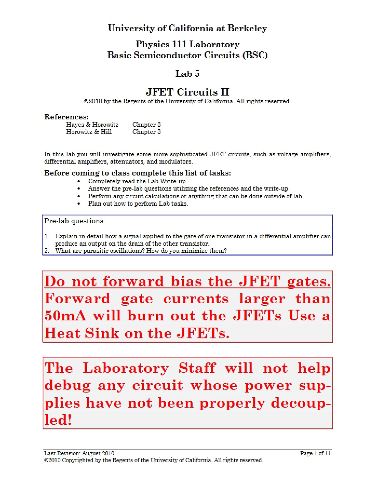Circuits using JFET II