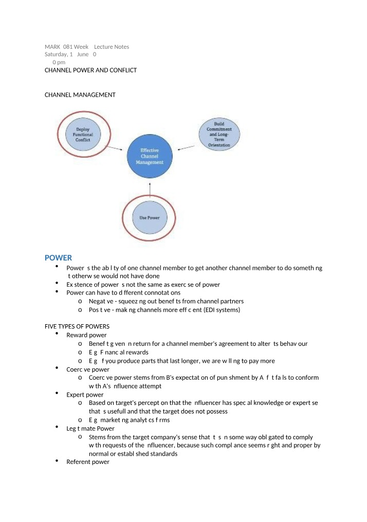Week 3 Lecture Notes for MARK3081