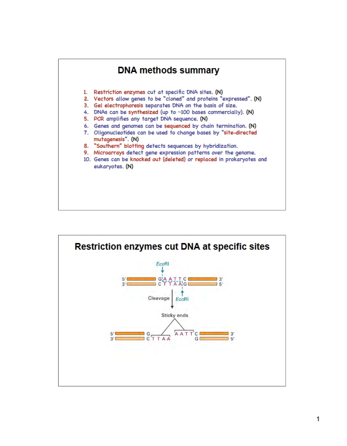 Summary of DNA Methods