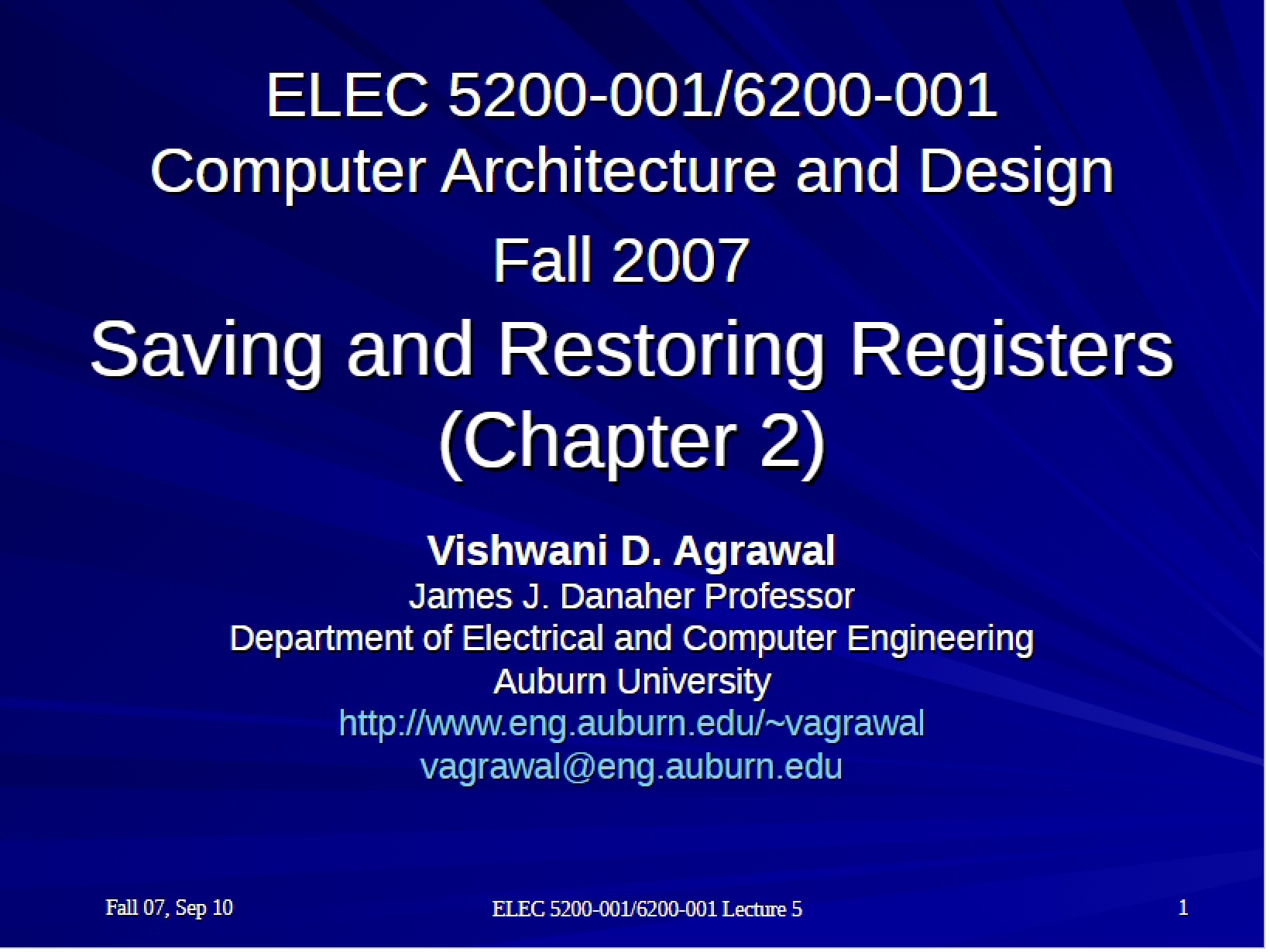Register Restoration and Saving