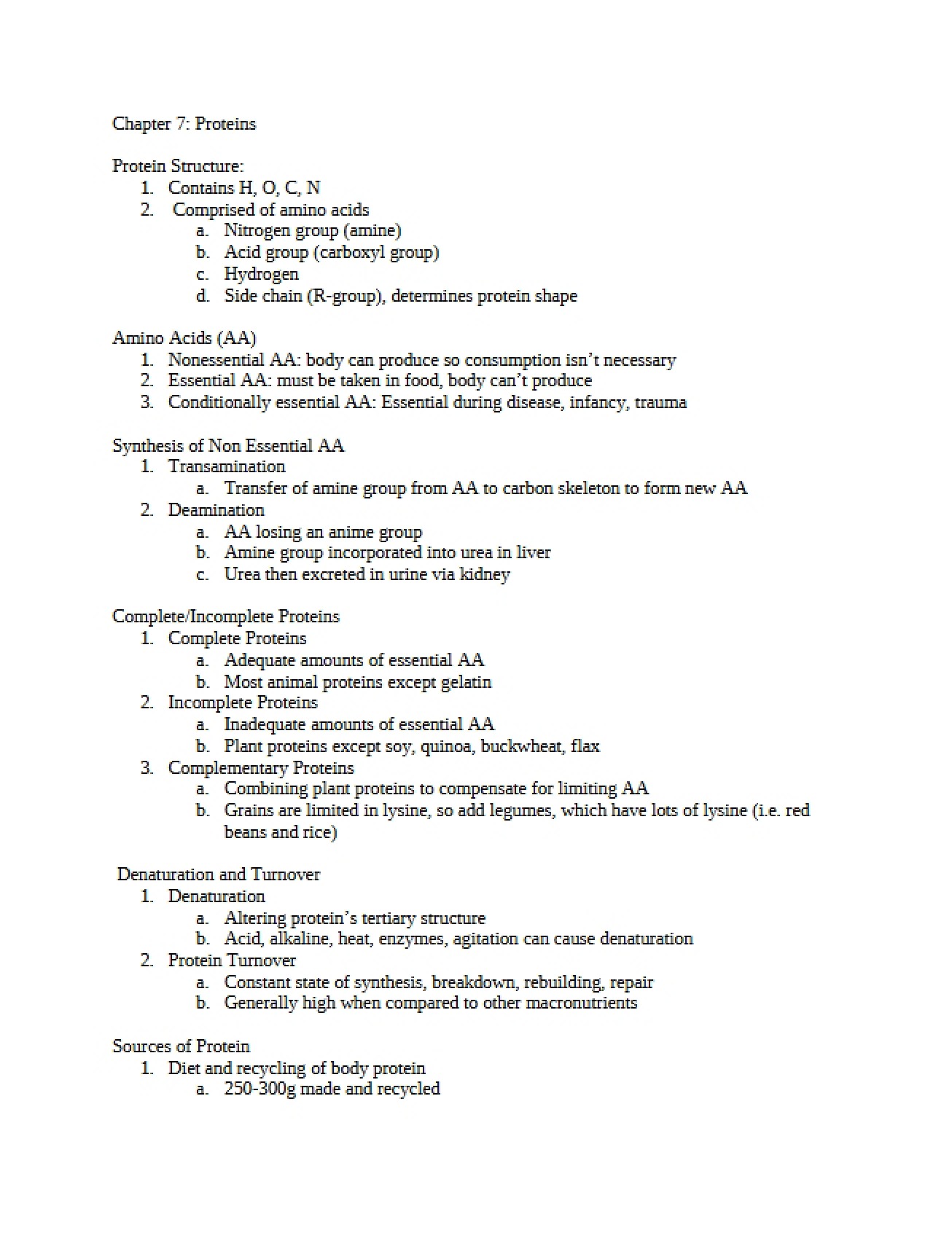 Proteins Chapter 7