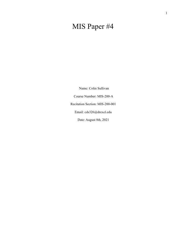 MIS 200 - Paper 4