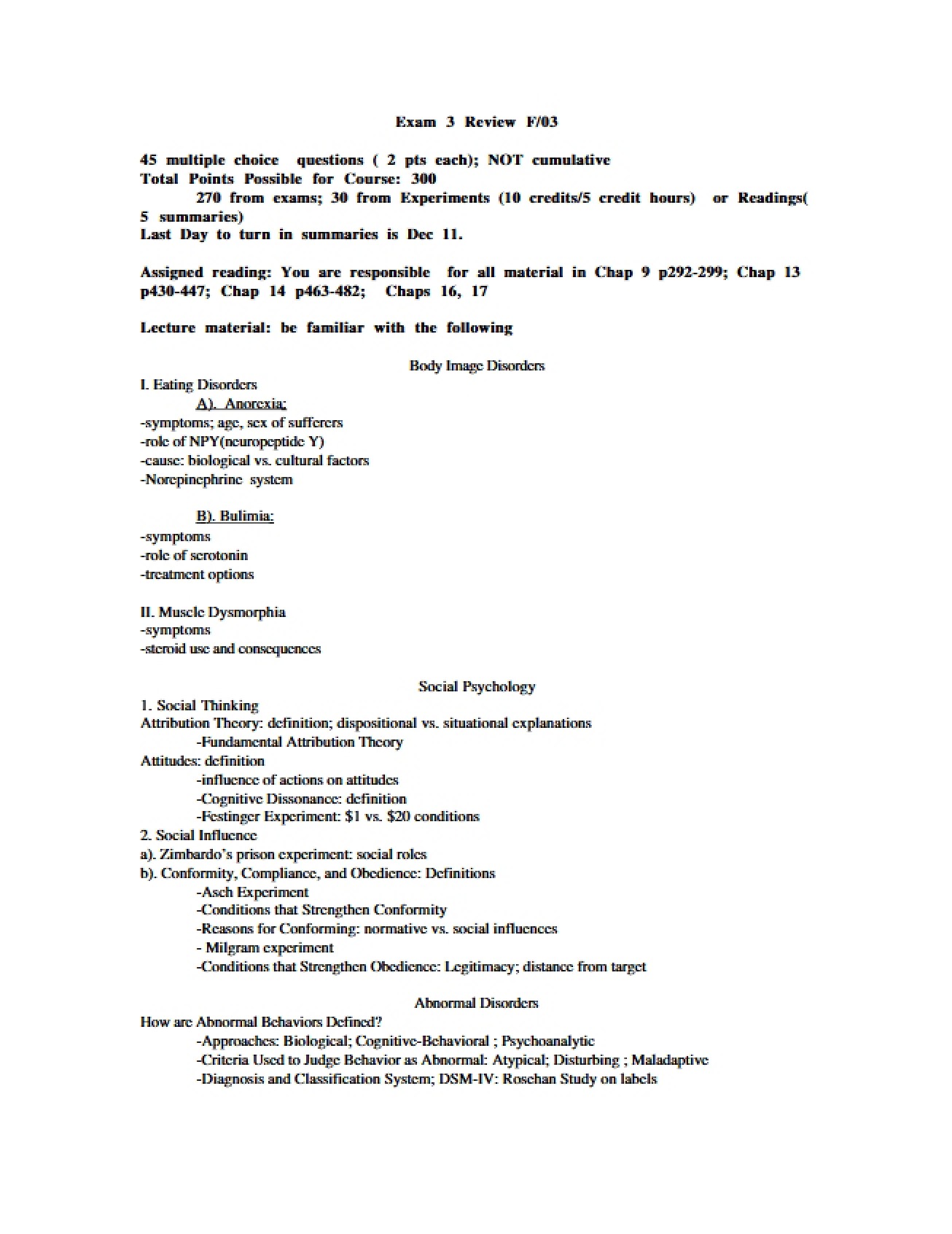 Psychology 1000 Examination (2)