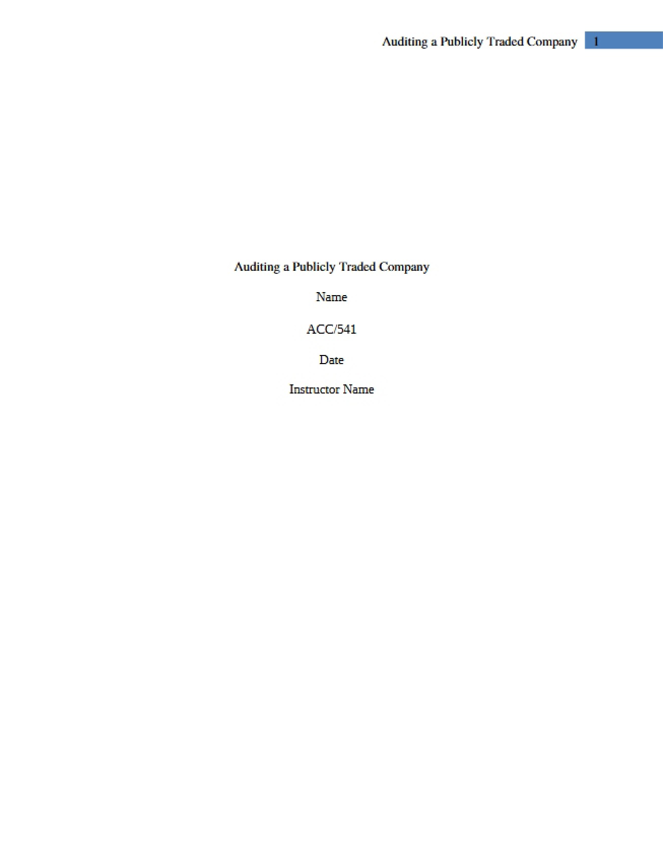 Auditing Publicly Traded Companies