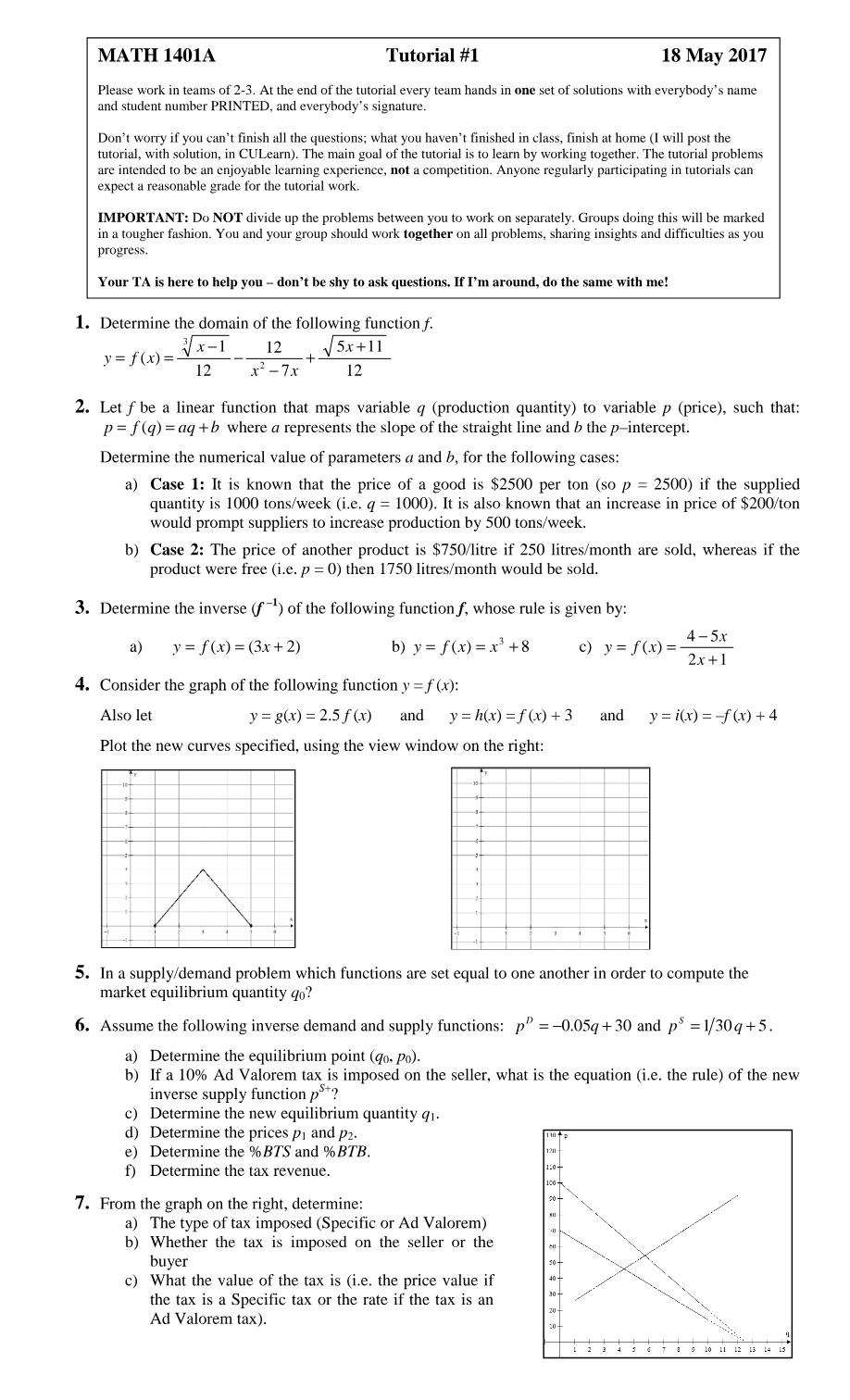 Tutorial 1 - MATH 1401A