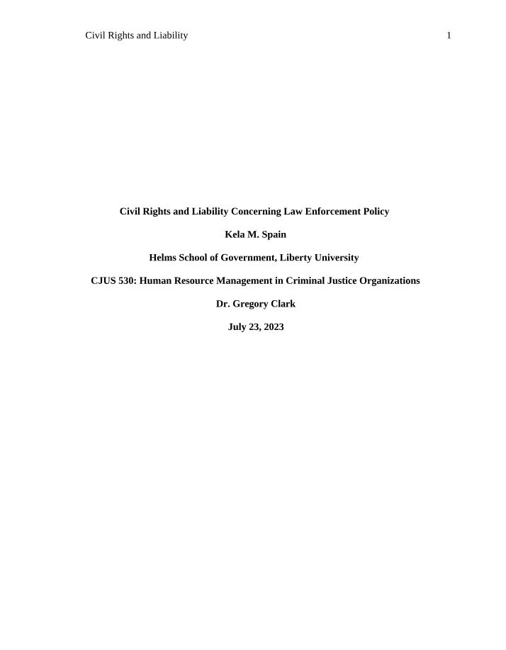 Liability and Civil Rights in Law Enforcement