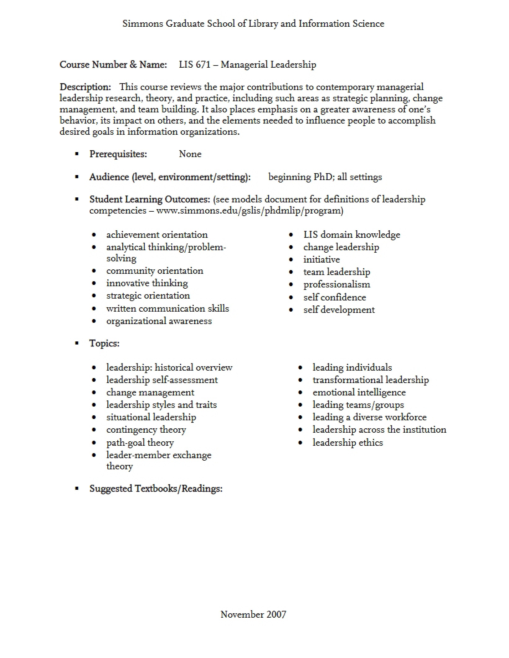 Managerial Leadership Info