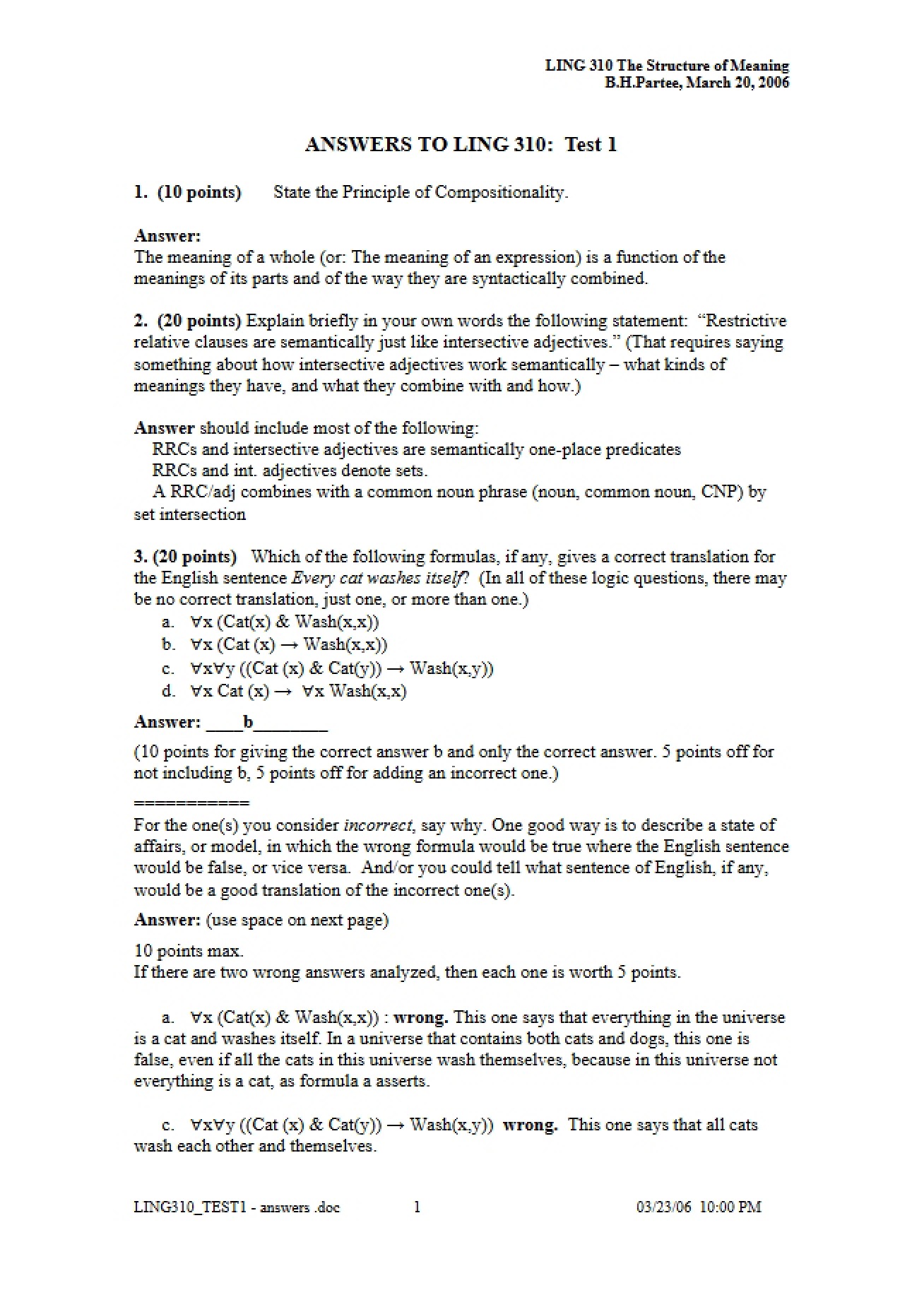 Answer Key for Linguist 310