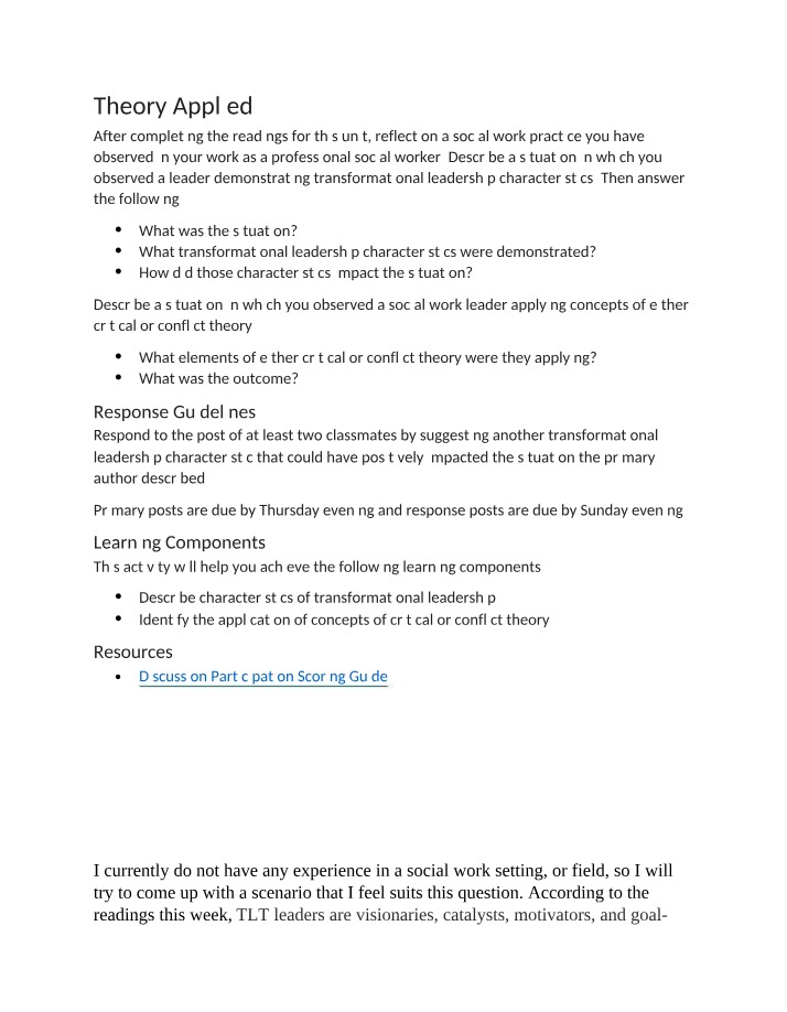 Unit 1 Discussion 1 Final Response