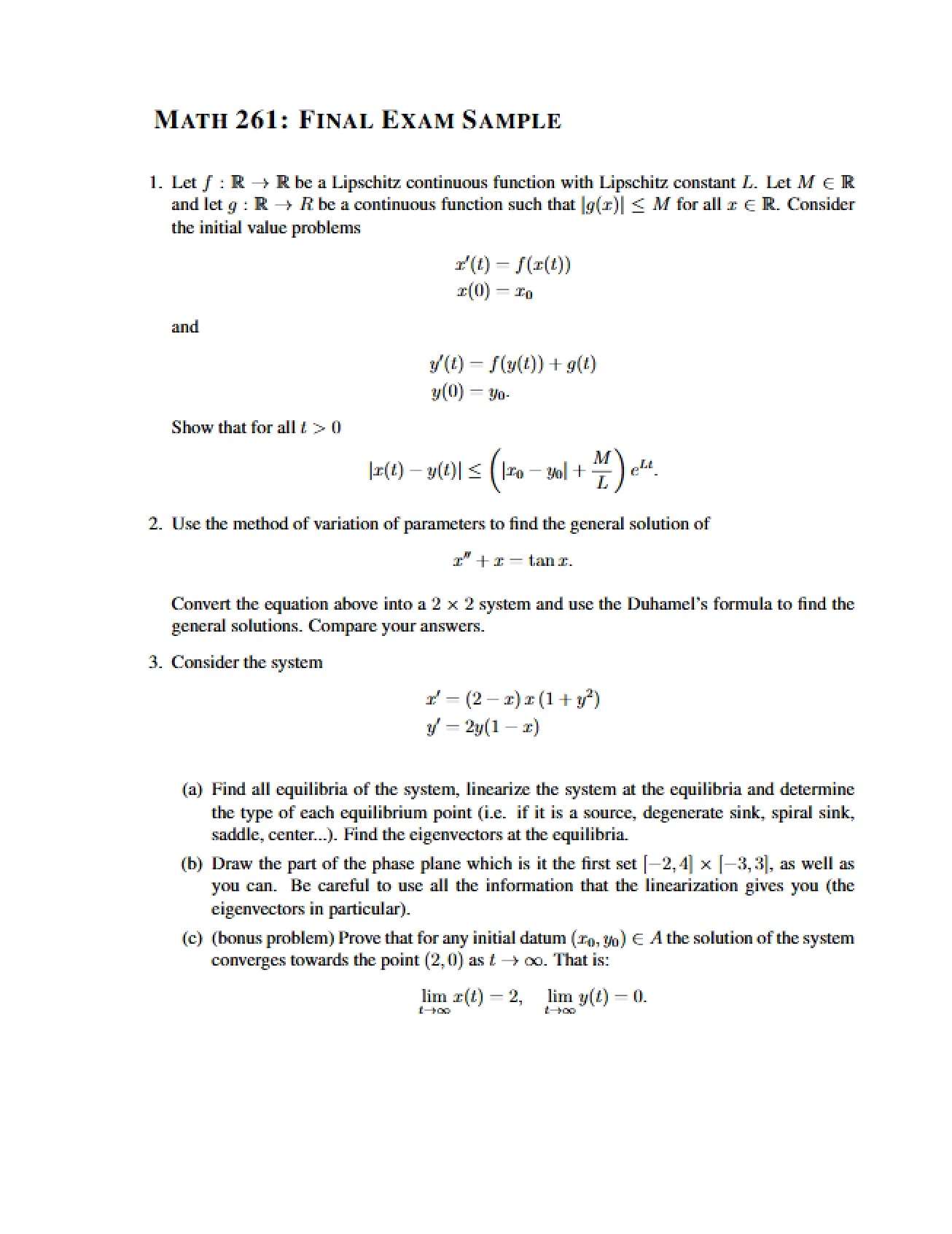 Sample Final 261 (2013)