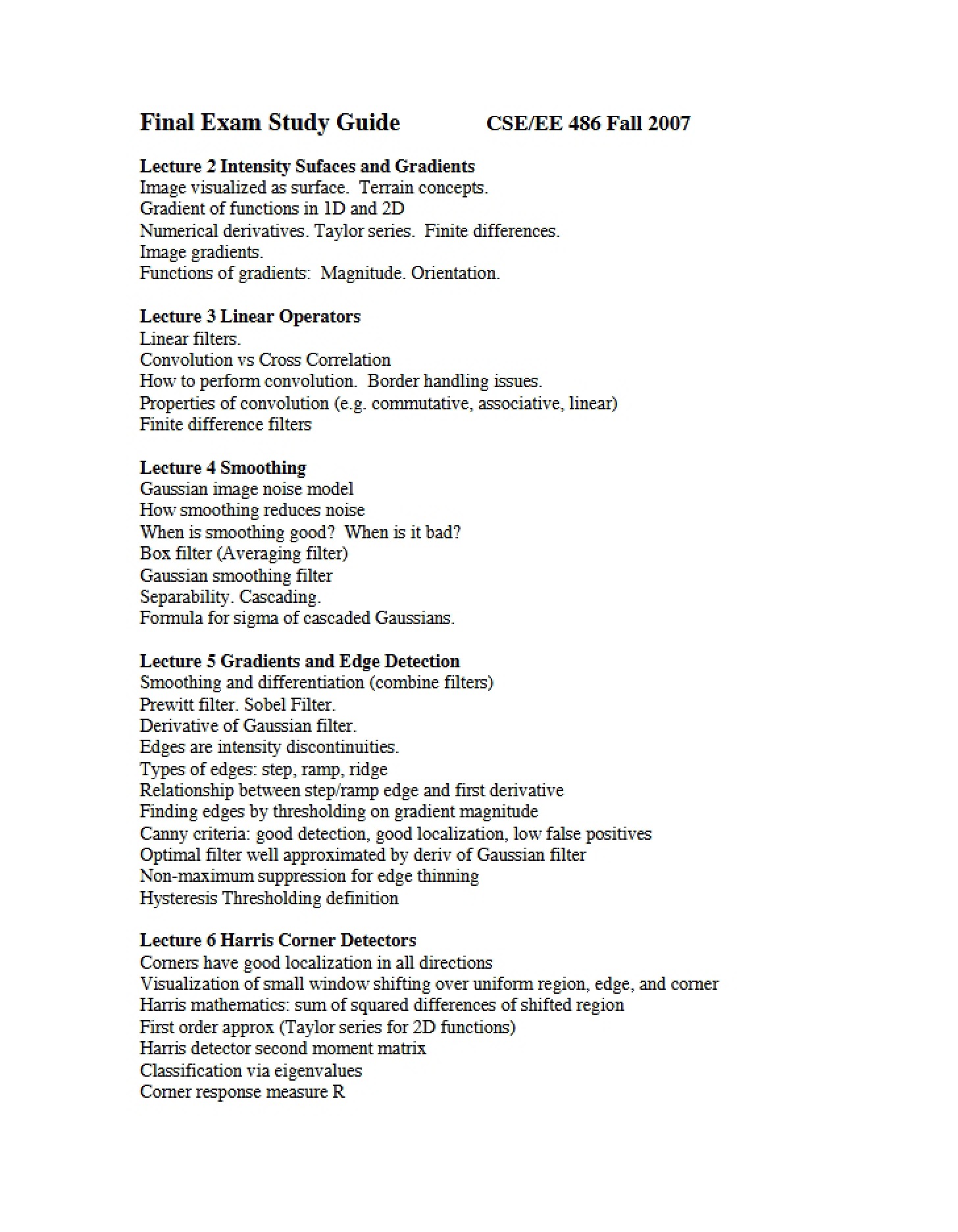 Study Guide for Final Examination