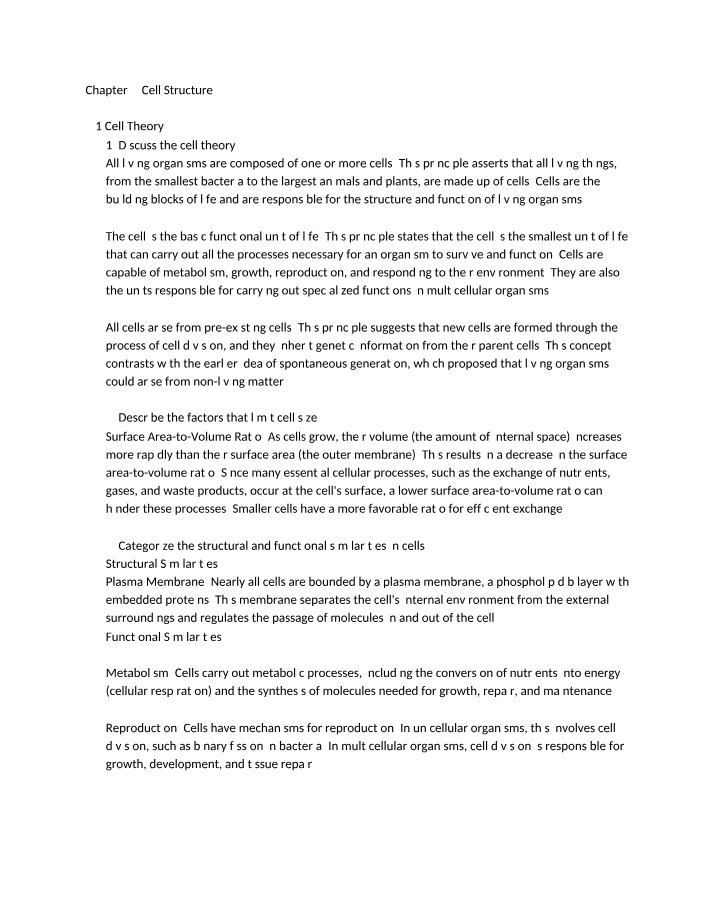 Notes on Cell Structure and Communication