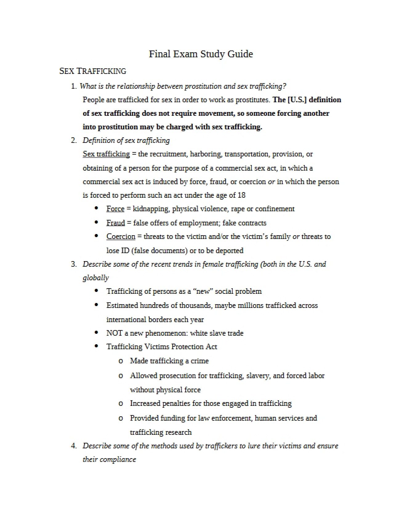 Guide for Final Exam Preparation