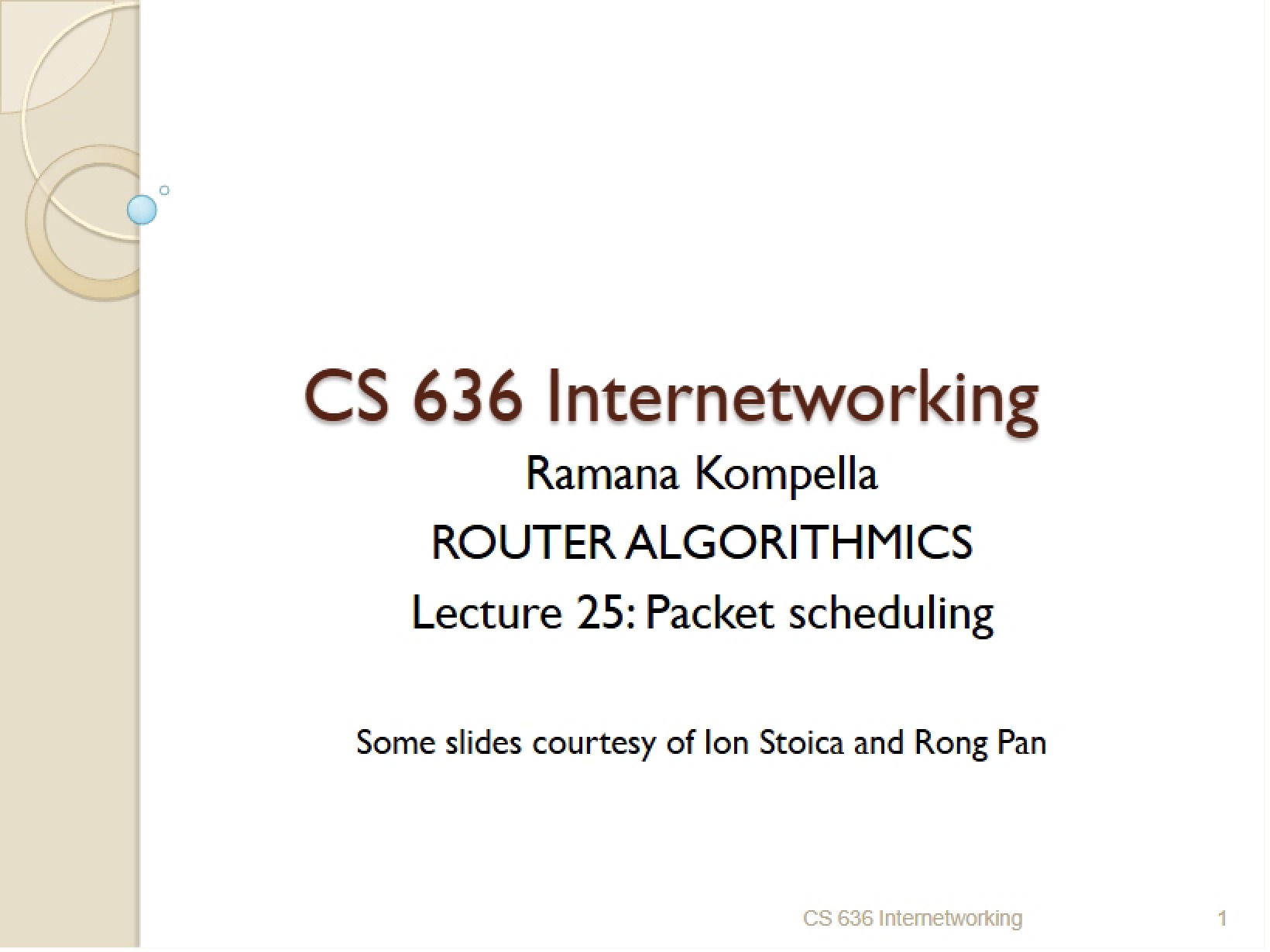 Scheduling of Packets - Internetworking