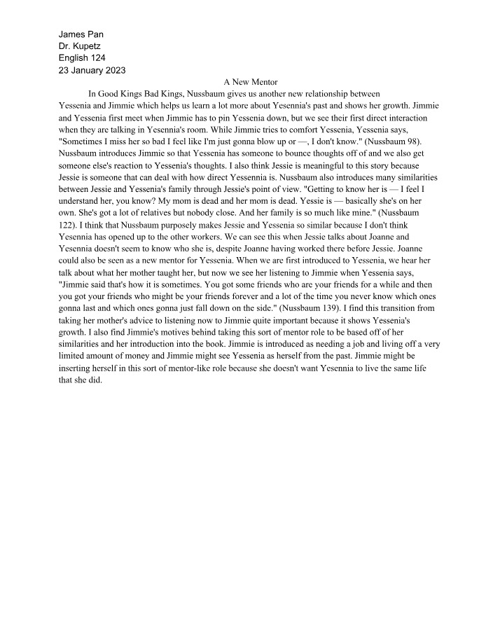 A New Mentor - Growth and Relationships in Good Kings