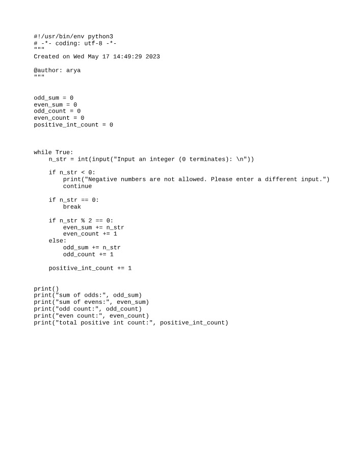 Python Code for Calculating Sum of Odd and Even Numbers