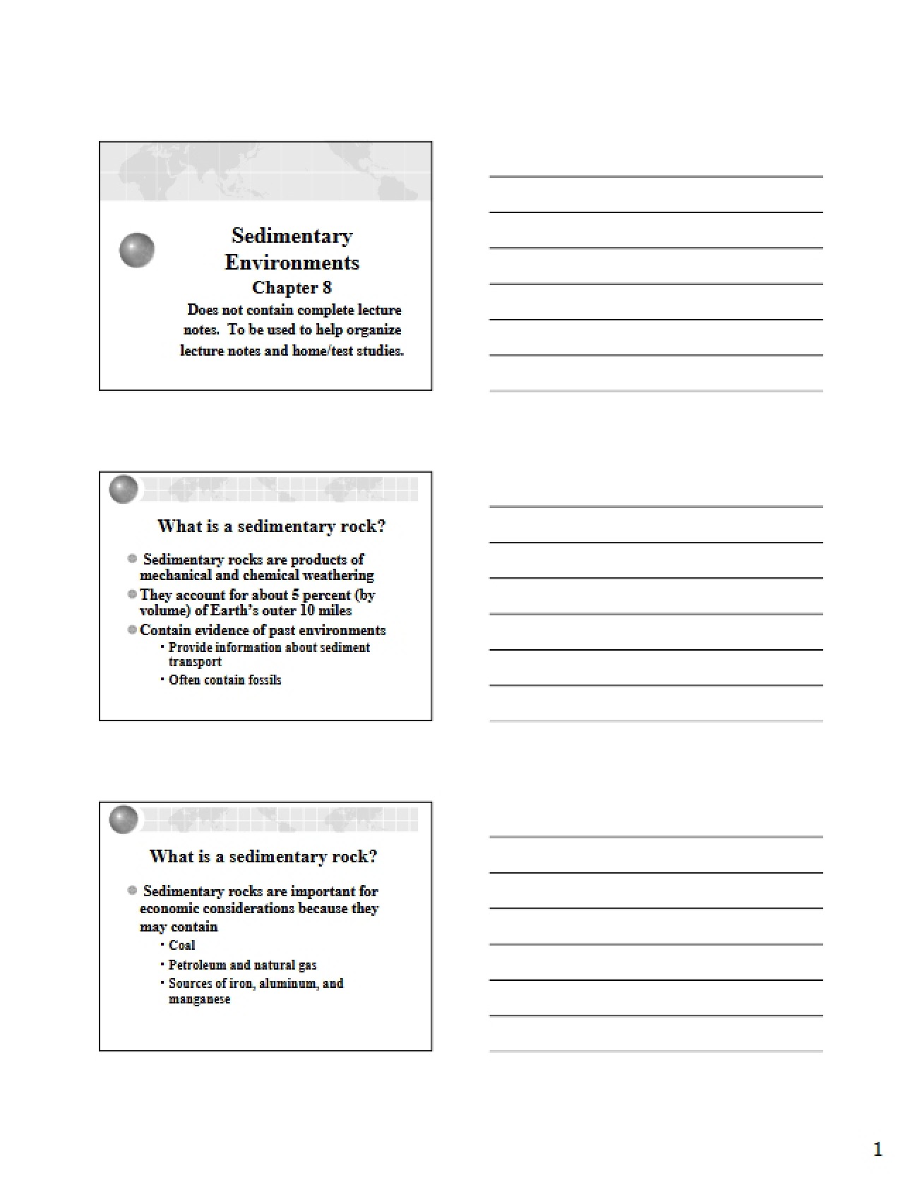 Chapter 8 Sedimentary Environments