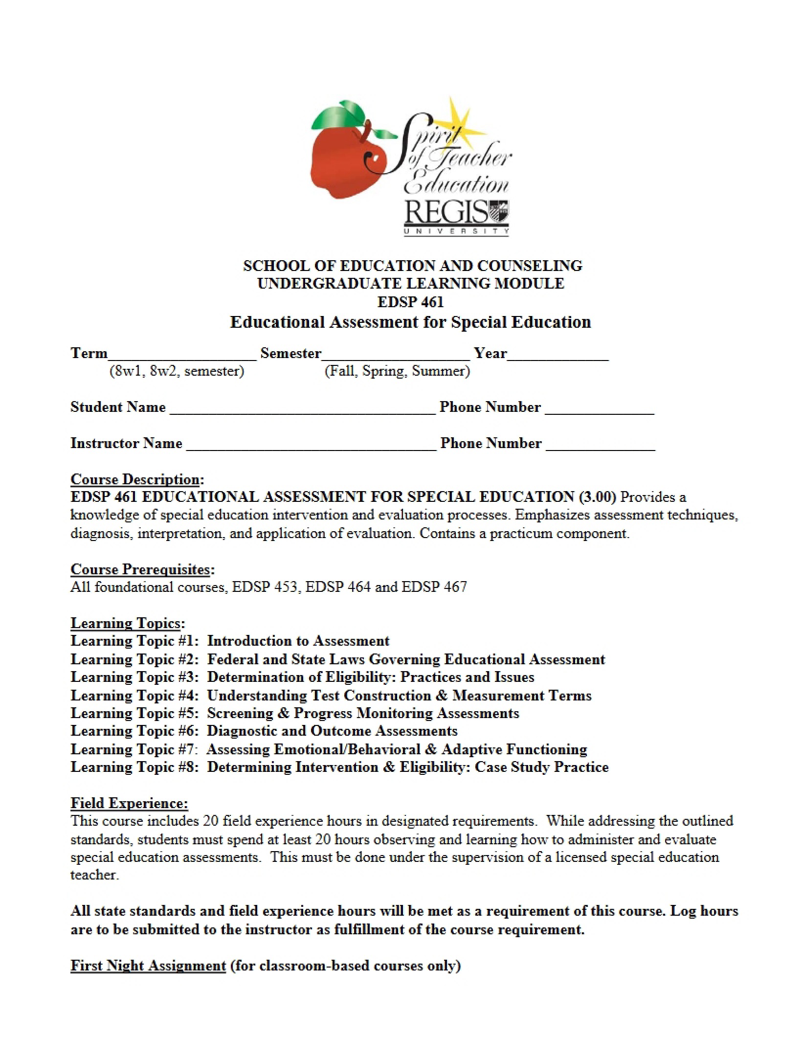 Assessment for Special Education