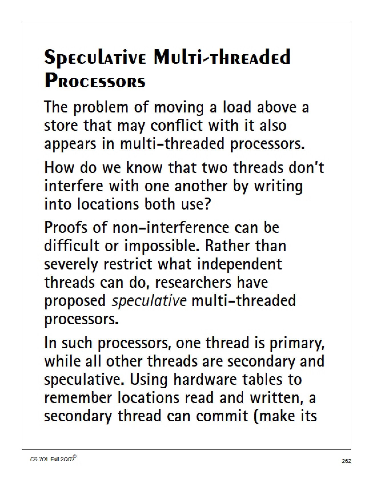 Multi-threaded Processors (Speculative)