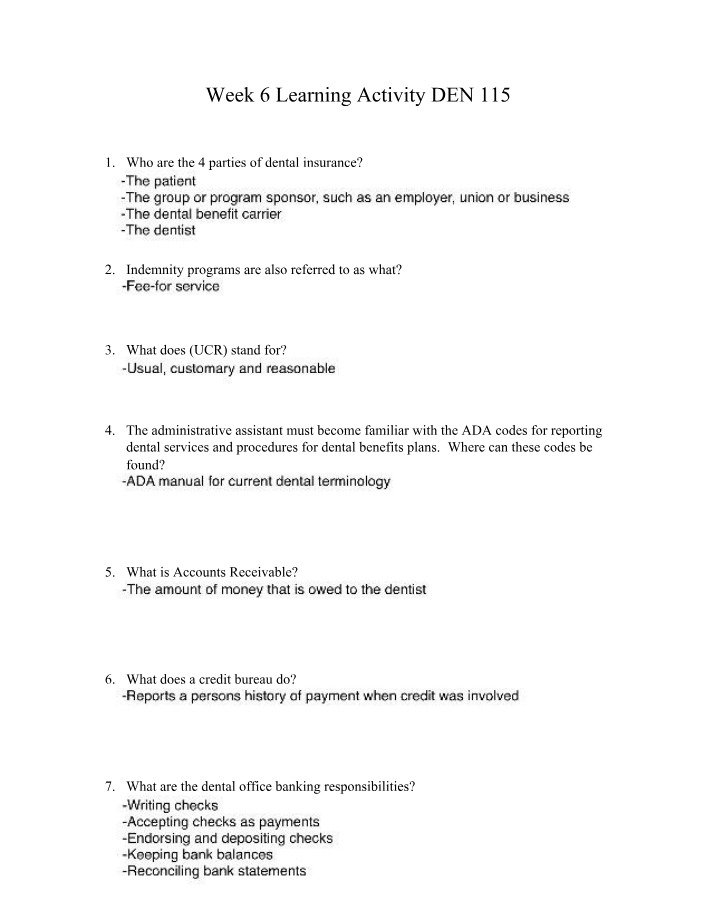 DEN 115 - Week 6 Learning Activity