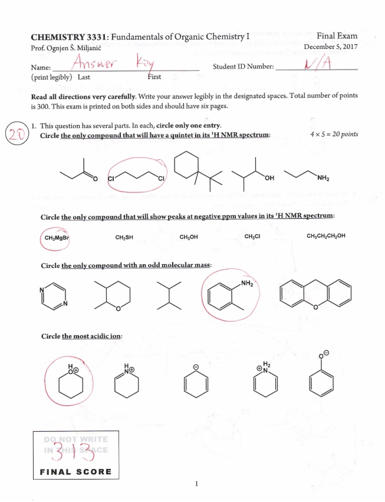 Fall 2017 Final Exam Key