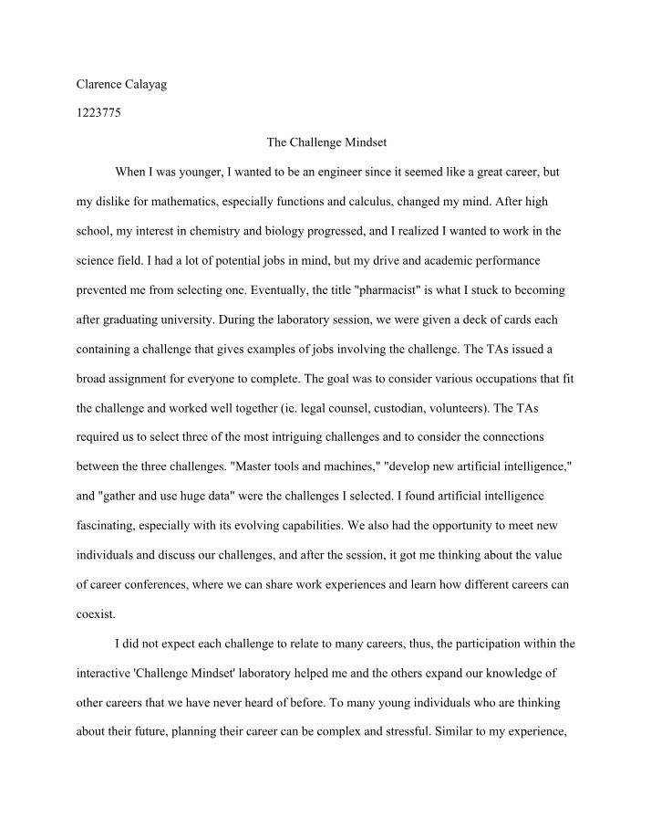 Mindset of the Challenge