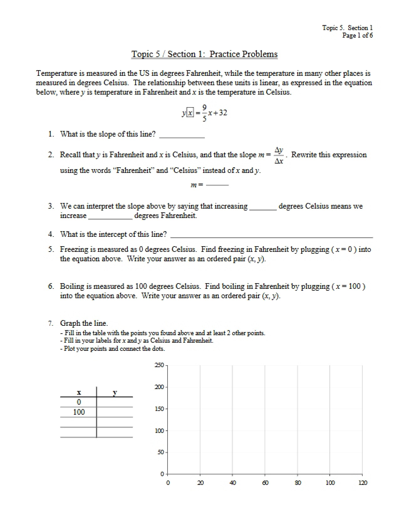 Practice Problems Topic 5 Section 1