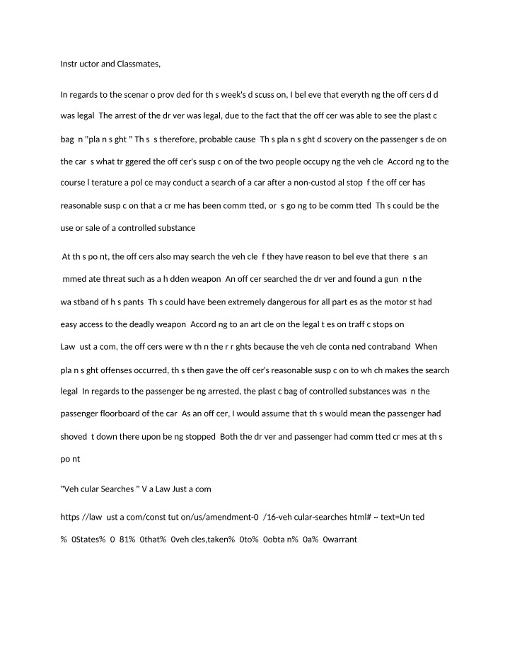 Probable Cause and Legal Vehicular Searches