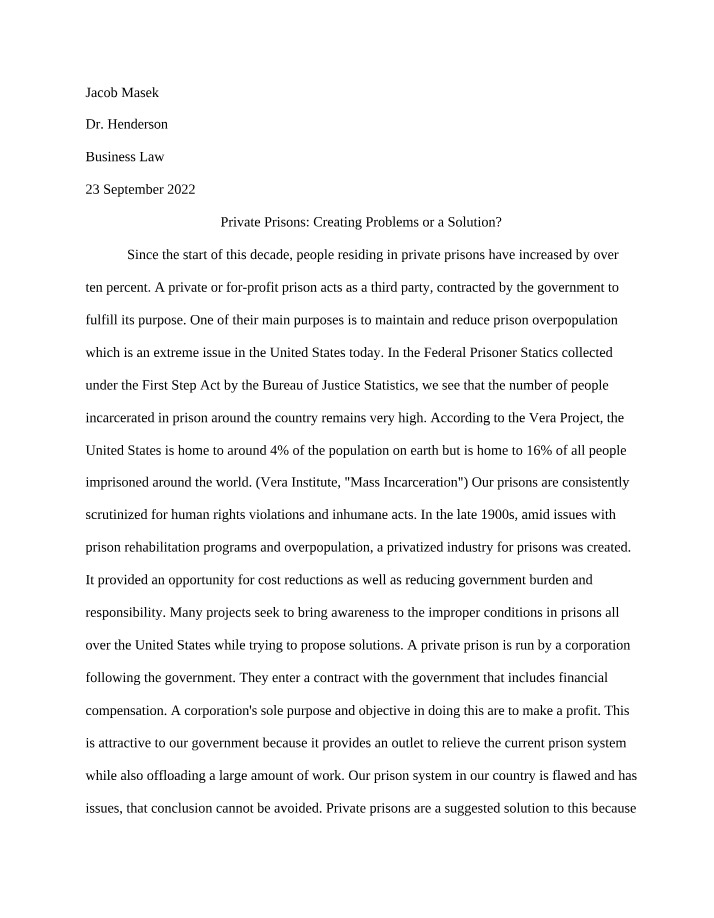 Private Prisons - Solution or Problem