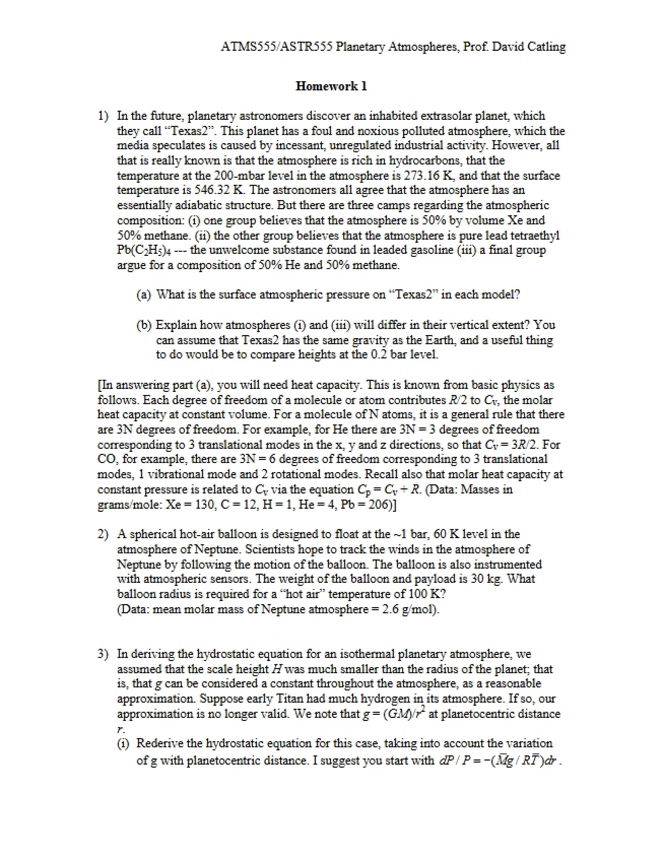 Assignment for Homework