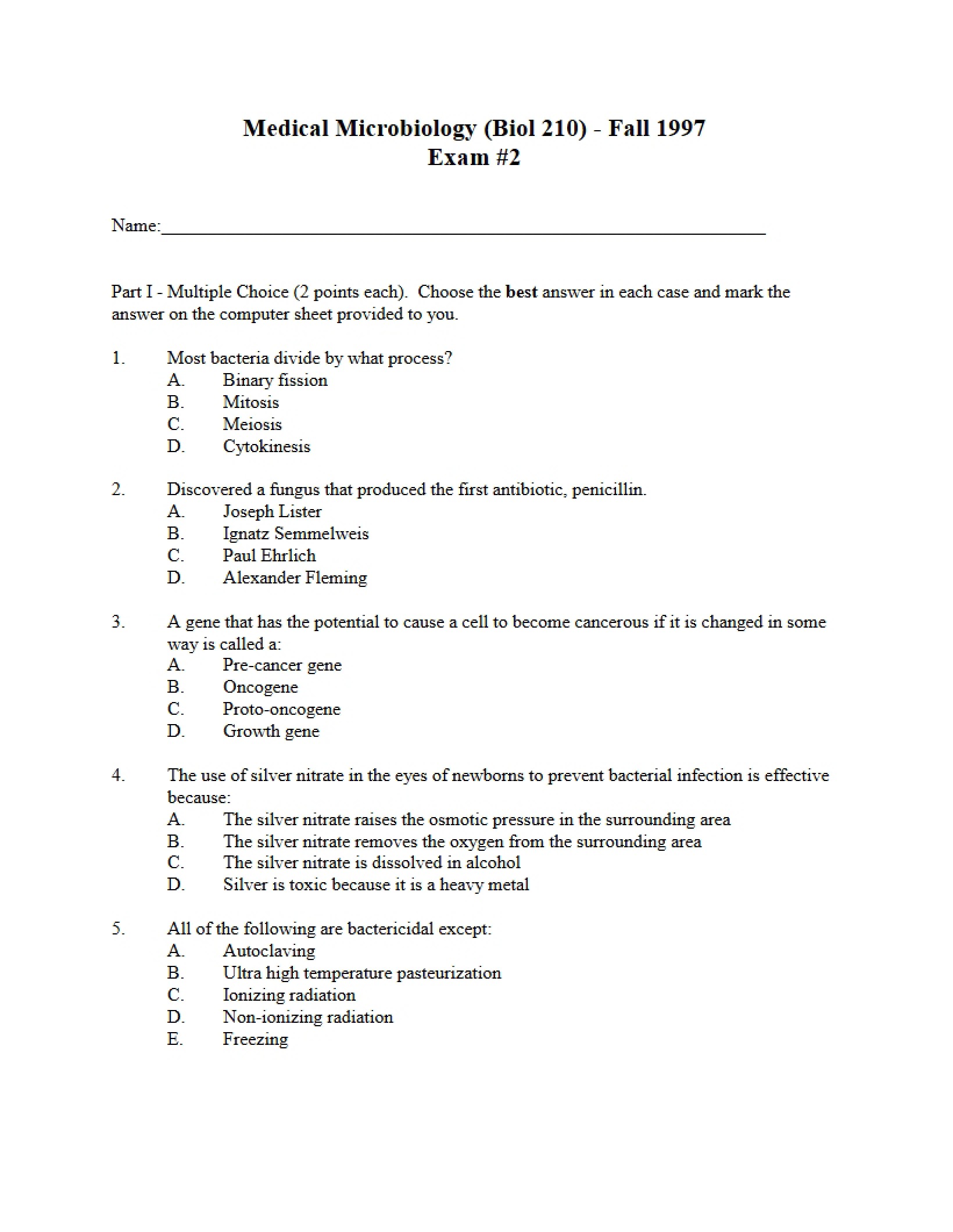 Microbiology Test
