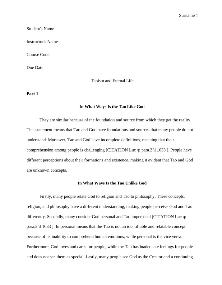 Eternal Life and Taoism
