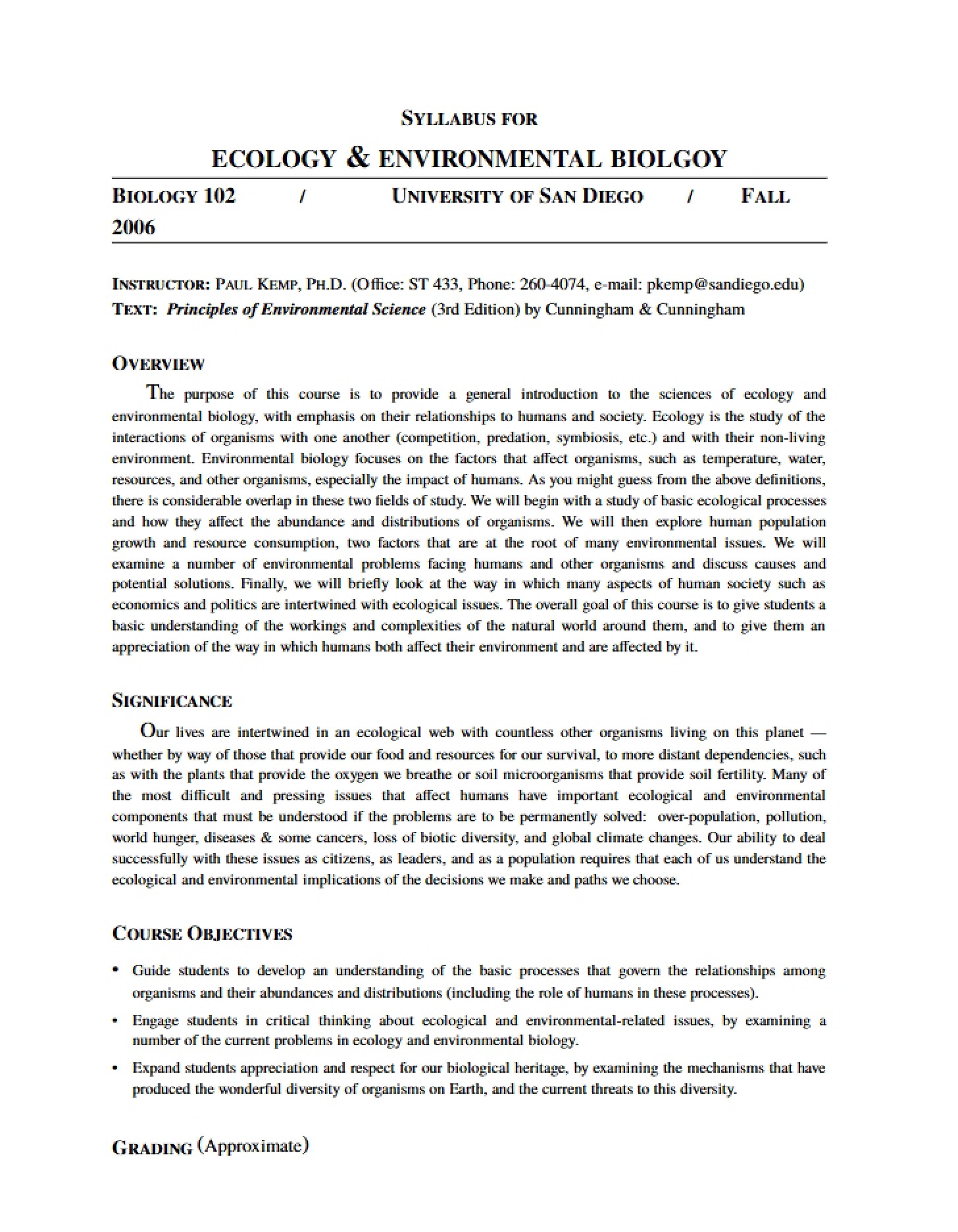 Class Syllabus