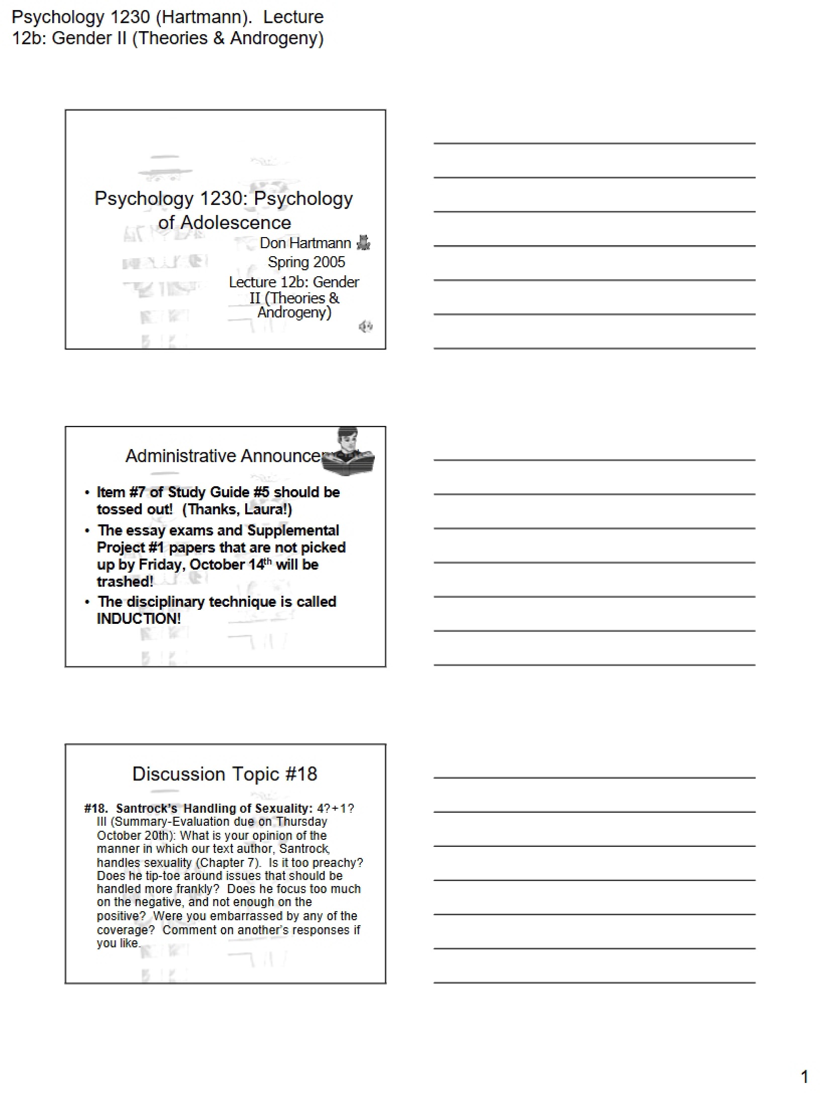 Androgeny and Theories Gender II - PSY 1230