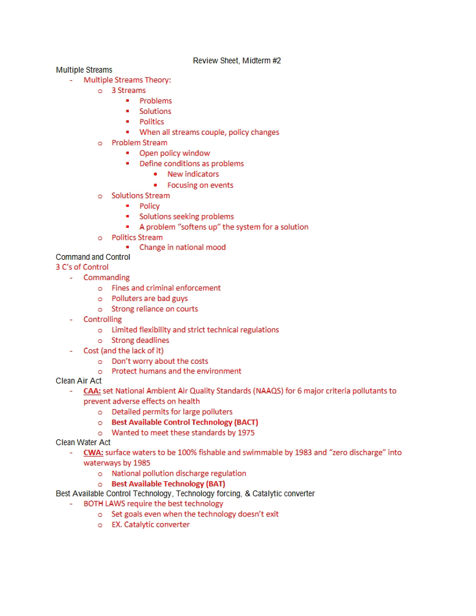Midterm 2 Review Sheet